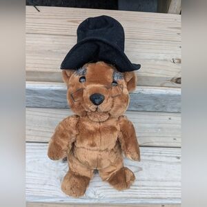 Host International Brown Glasses Teddy Bear Black Hat Toy Plush Stuffed Animal